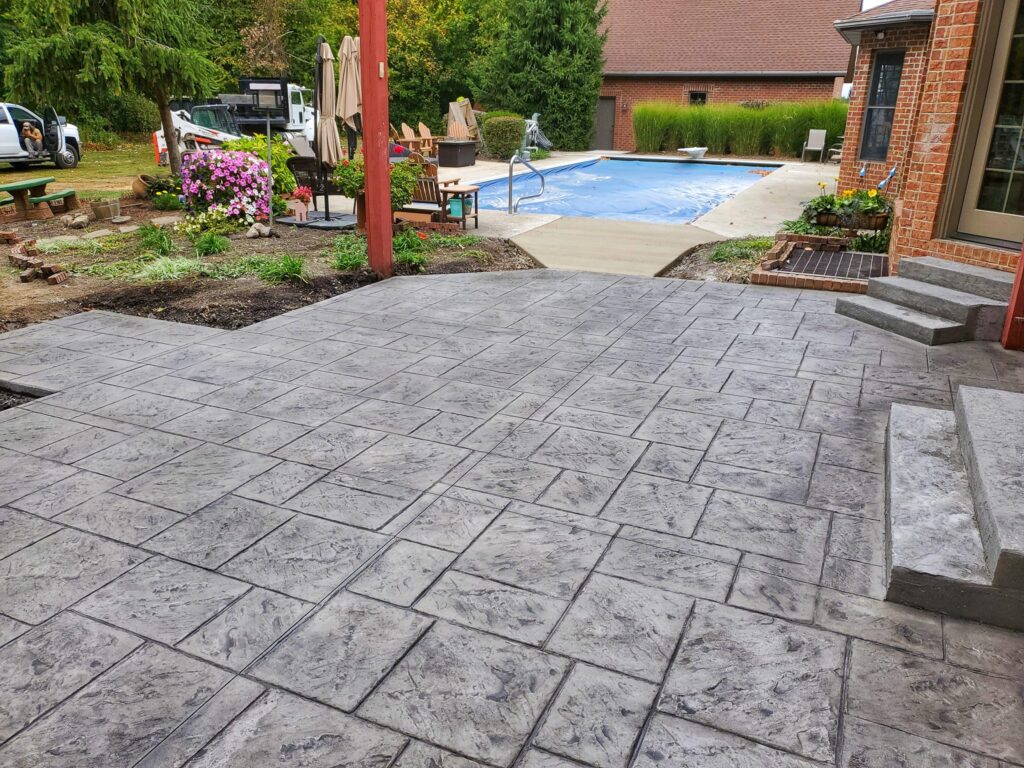 Stamped concrete patio by Northwest Custom Concrete