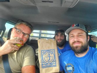 Scott, Canyon, and Dakota enjoying lunch!